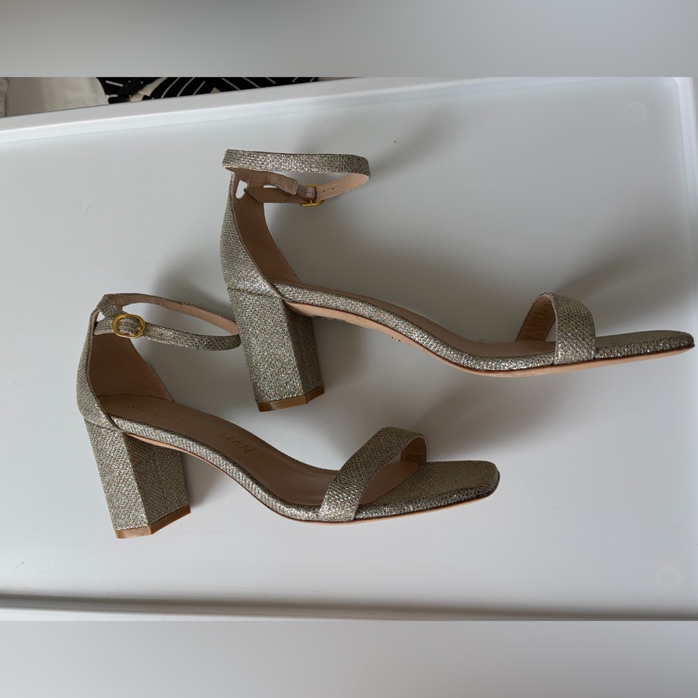 Stuart Weitzman Nearlynude Poudre Pink Block Heel Sandals - Picture 6 of 8